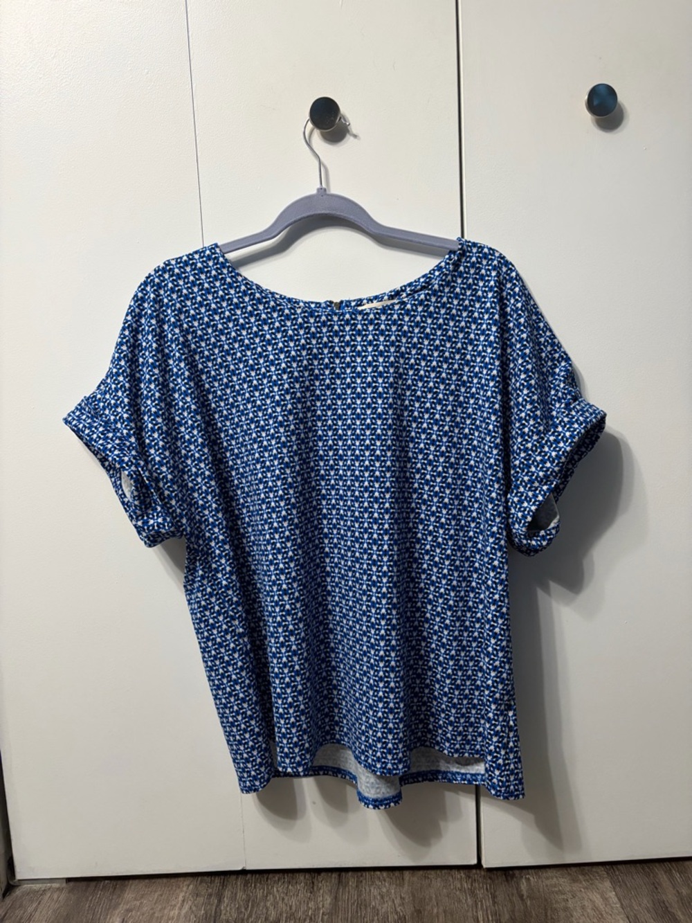 MELLODAY Blue Geometric Short Sleeve Tee